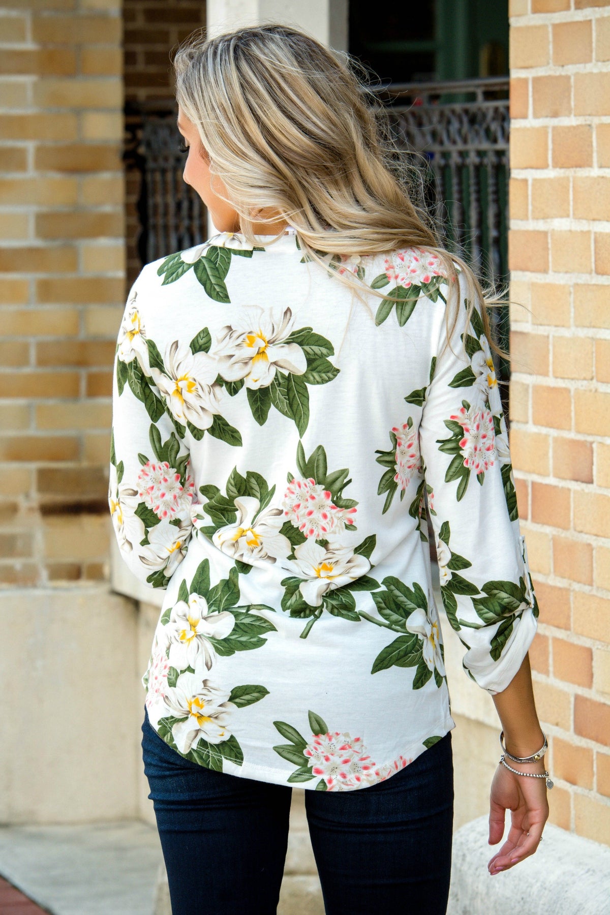 Ivory Magnolia Henley Top Shop Simply Me Boutique Shop SMB