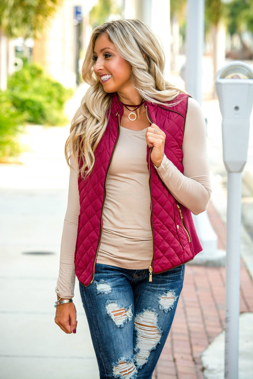 College Prep Burgundy Quilted Vest