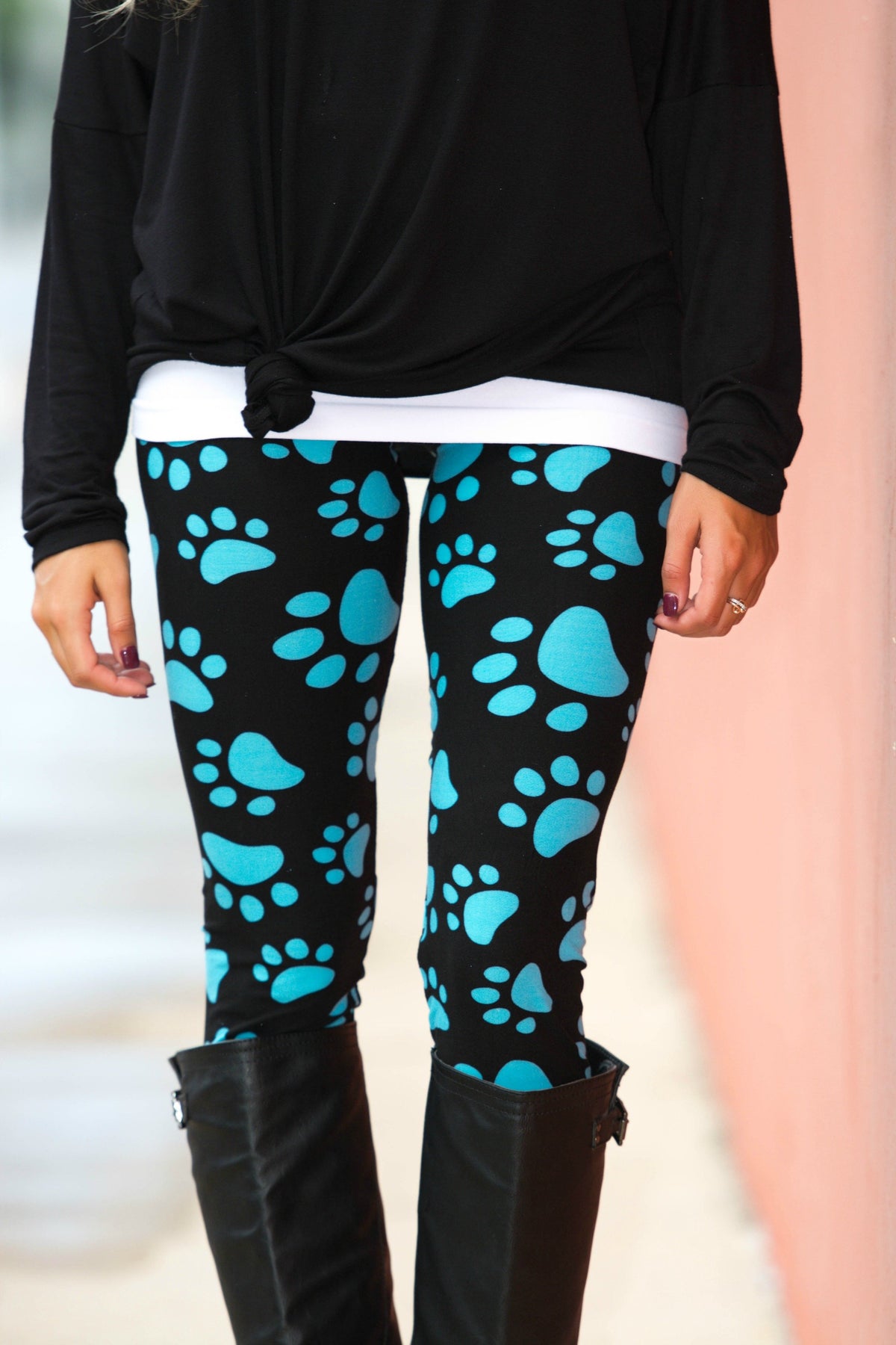 Paw Print Soft Black Leggings Shop Simply Me Boutique Shop SMB