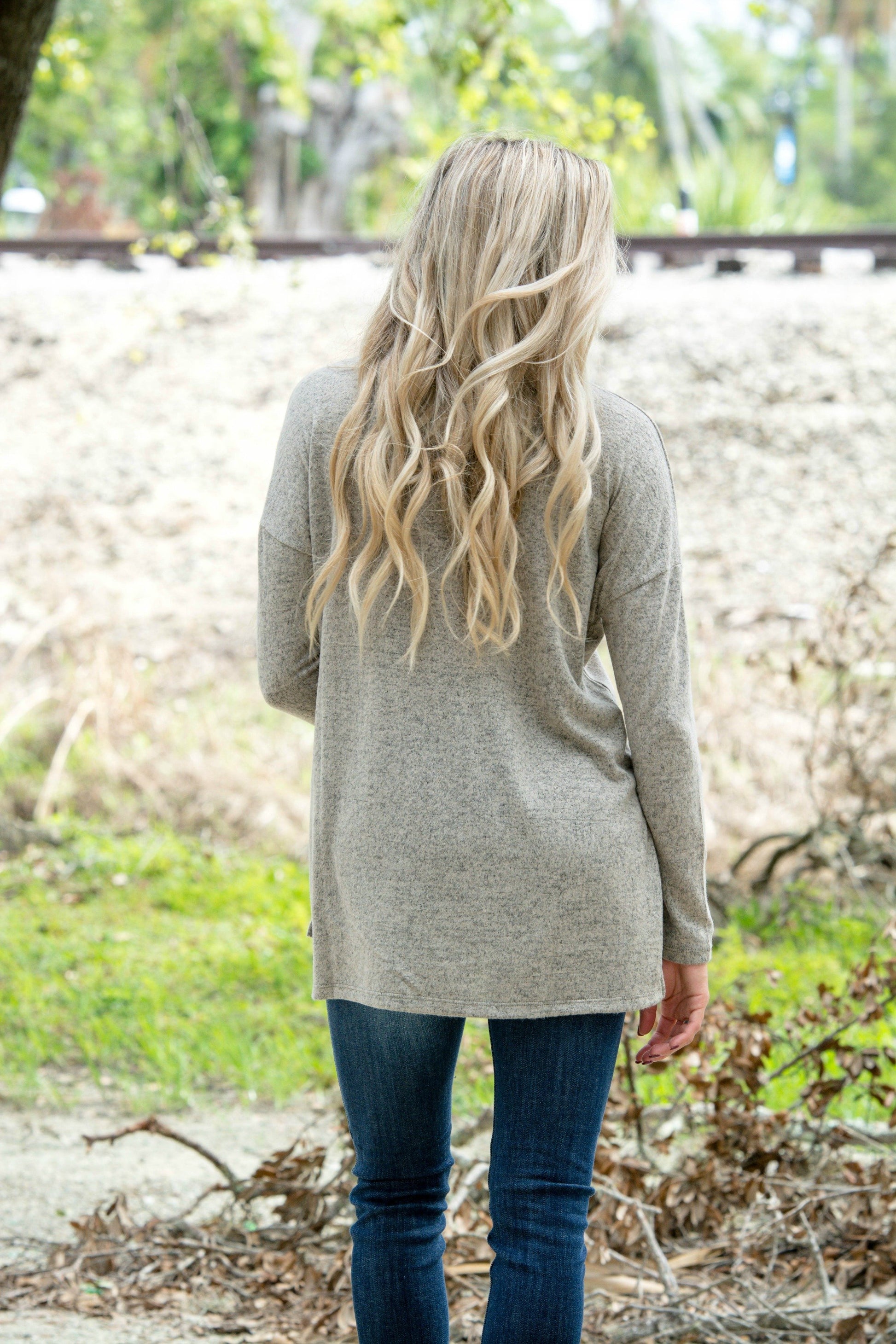 Wildest Dreams Taupe Plunge Lace Up Top Shop Simply Me Boutique