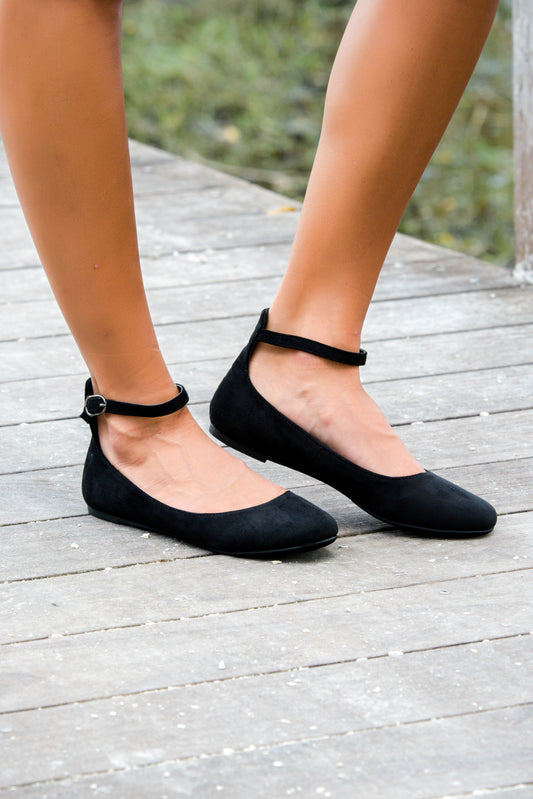 Black Suede Ankle Strap Flats Shop Simply Me Boutique Shop SMB