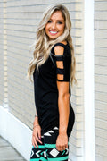 Cut It Out Top Black Top Shop Simply Me Boutique Shop SMB ME Iowa