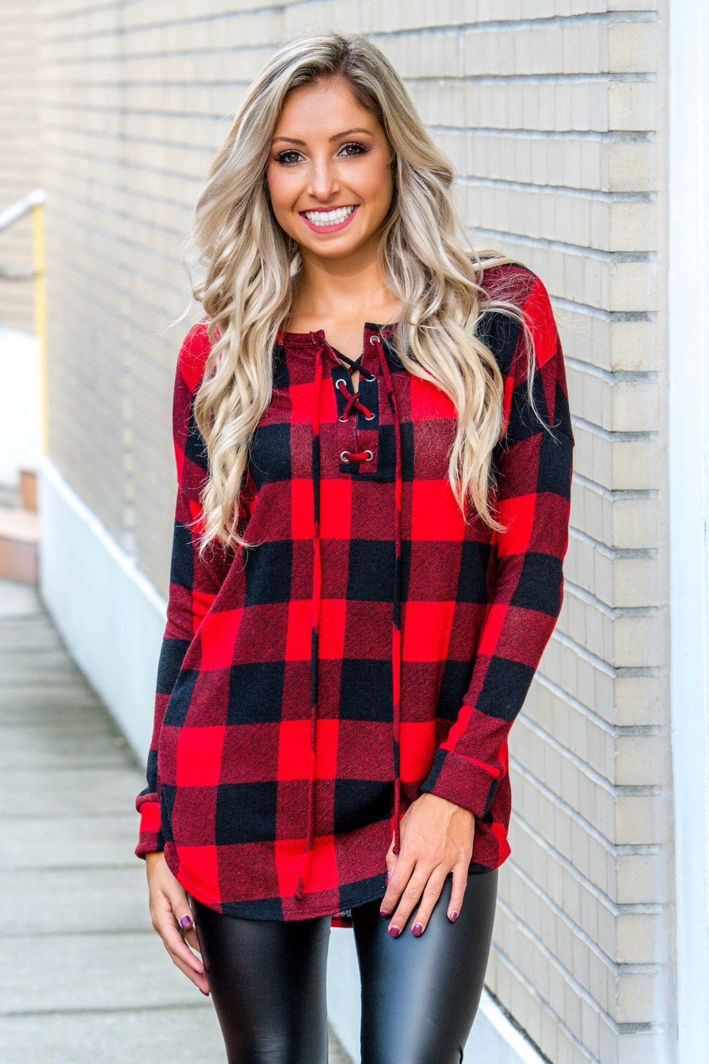 Can't Stop Black & Red Buffalo Plaid Tunic Top Shop Simply ME Boutique 