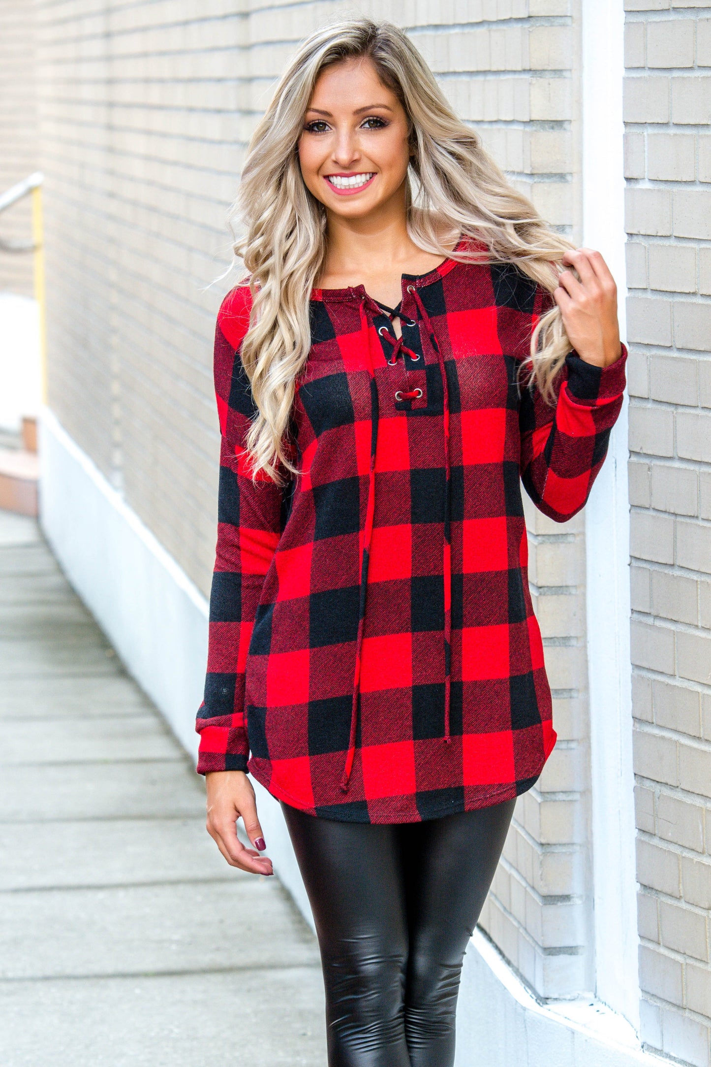 Can't Stop Black & Red Buffalo Plaid Tunic Top Shop Simply ME Boutique 