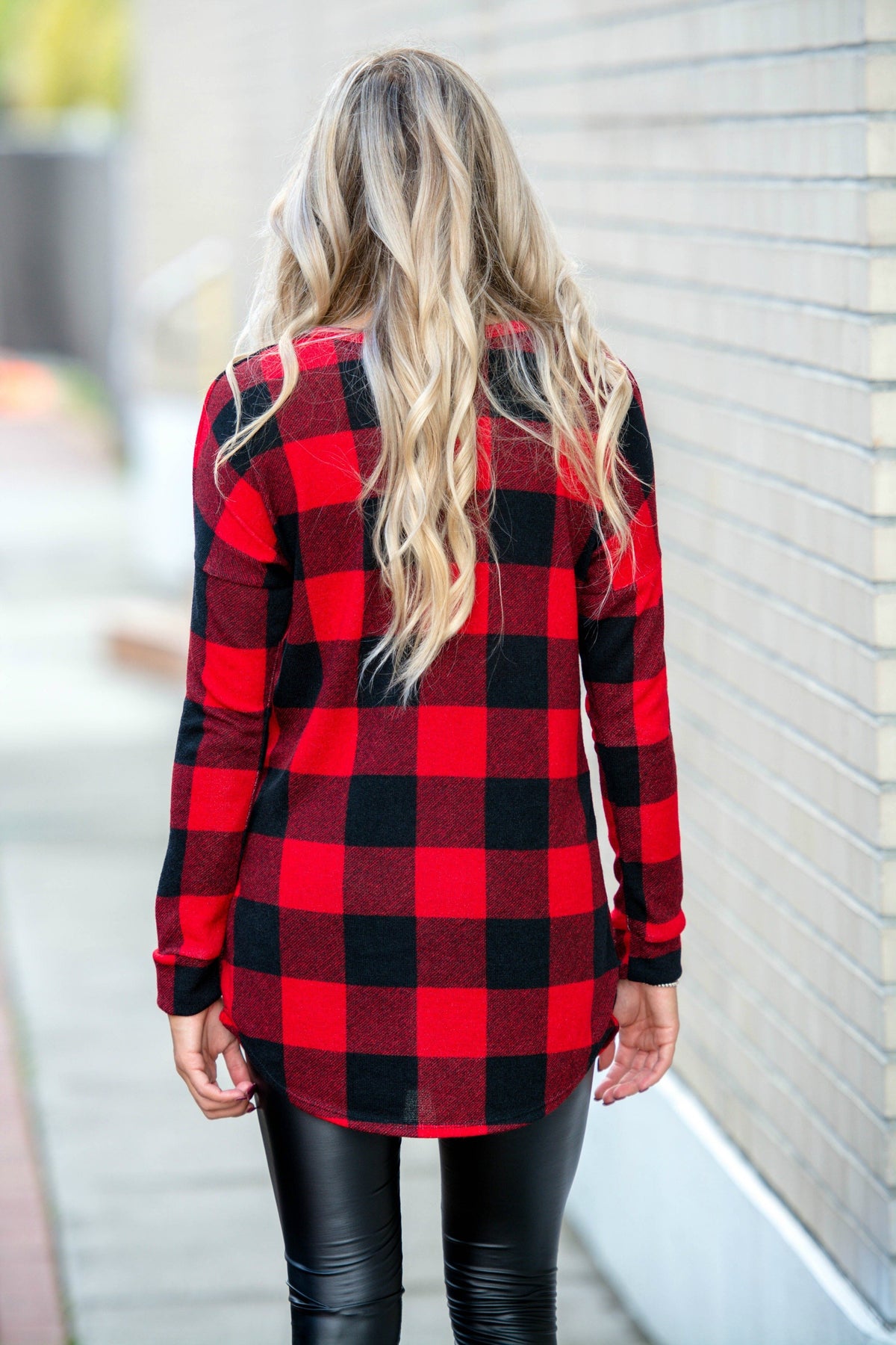 Can't Stop Black & Red Buffalo Plaid Tunic Top Shop Simply ME Boutique 