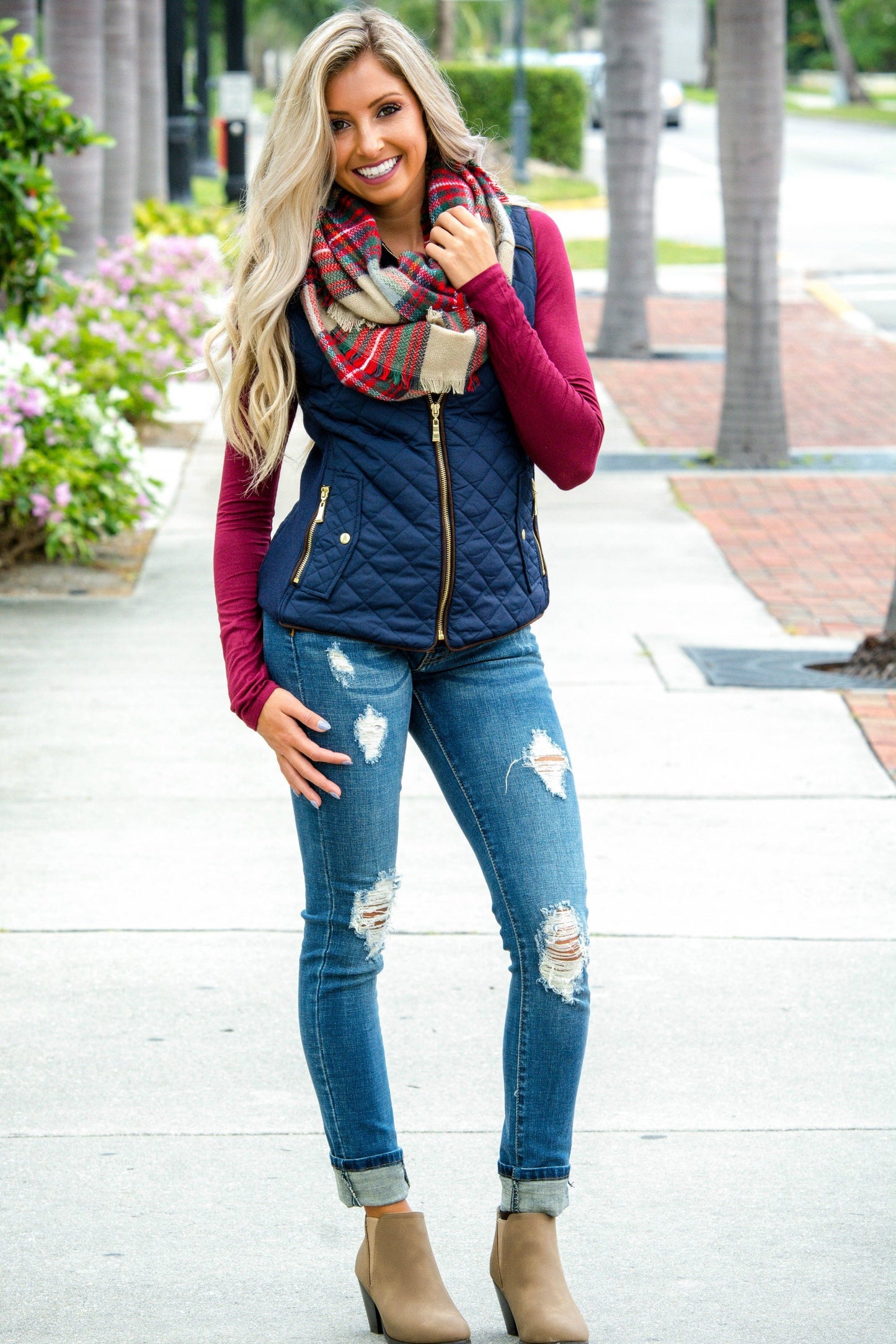 College Prep Navy Blue Quilted Vest