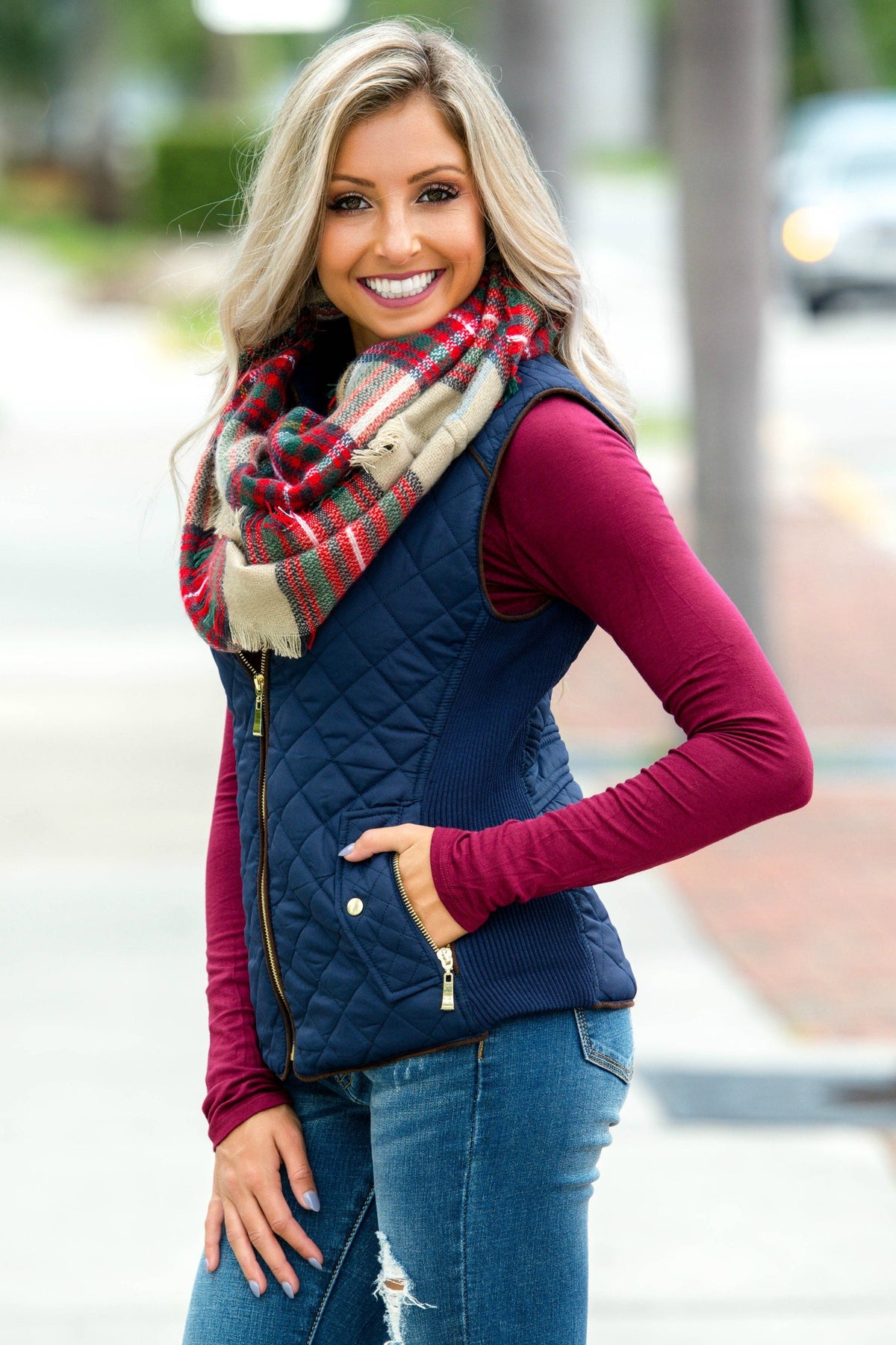 College Prep Navy Blue Quilted Vest