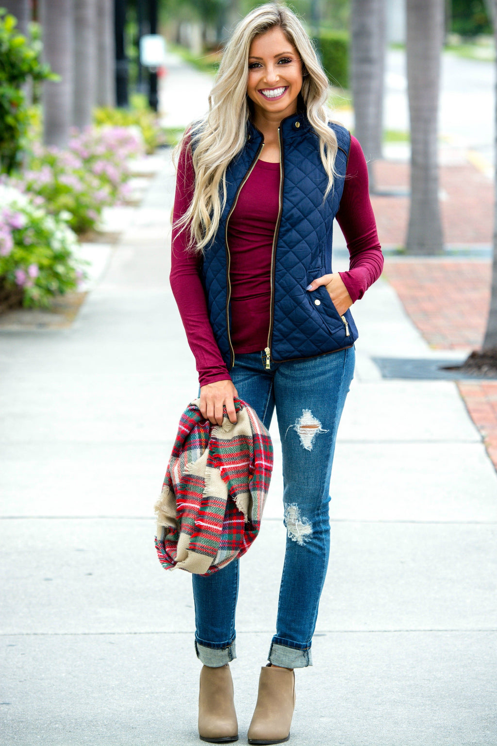 College Prep Navy Blue Quilted Vest