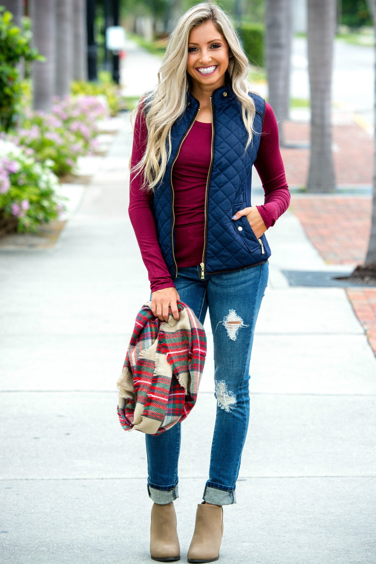 College Prep Navy Blue Quilted Vest