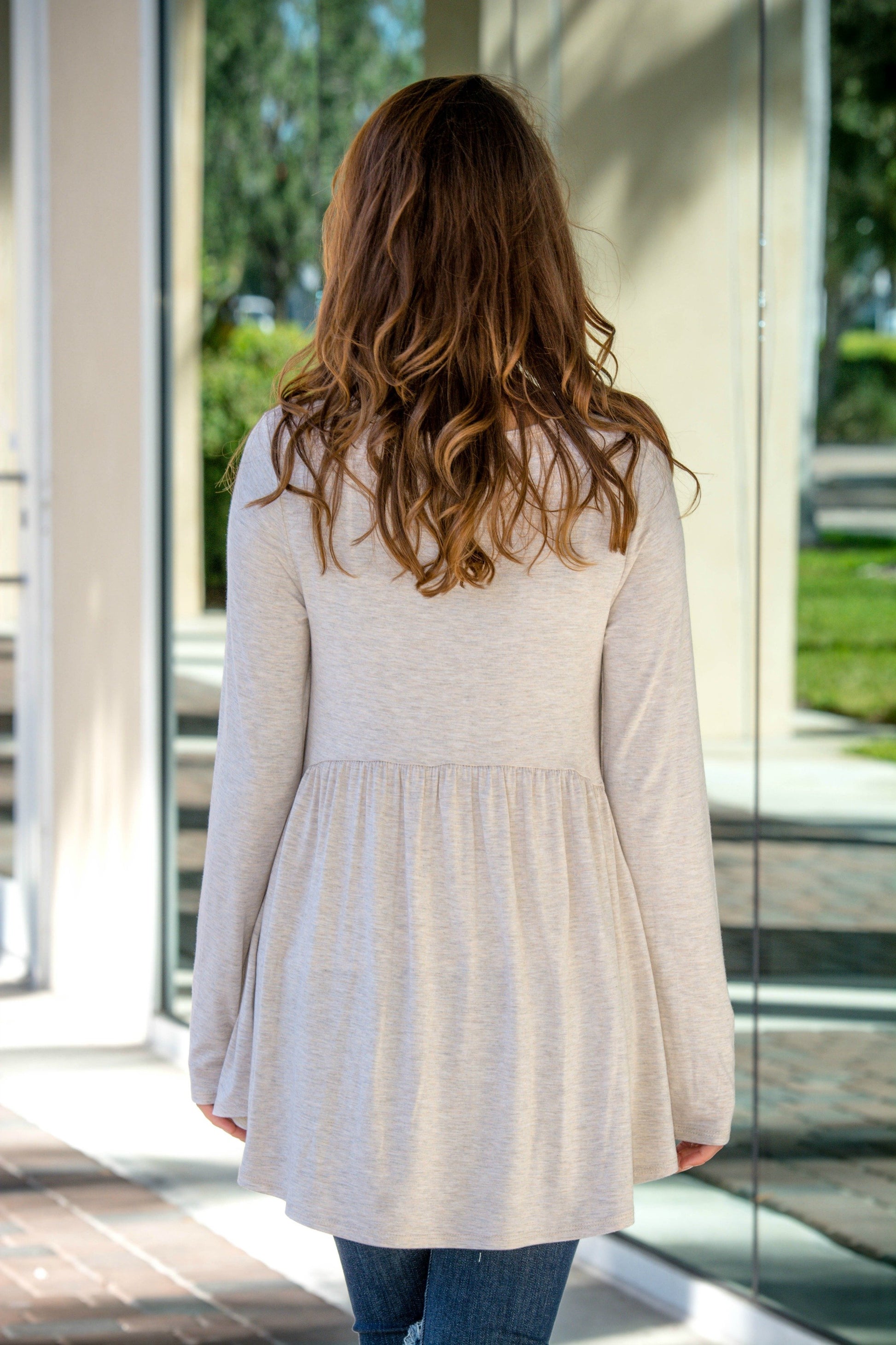 You Know Better Oatmeal Babydoll Top Shop Simply Me Boutique SHop SMB