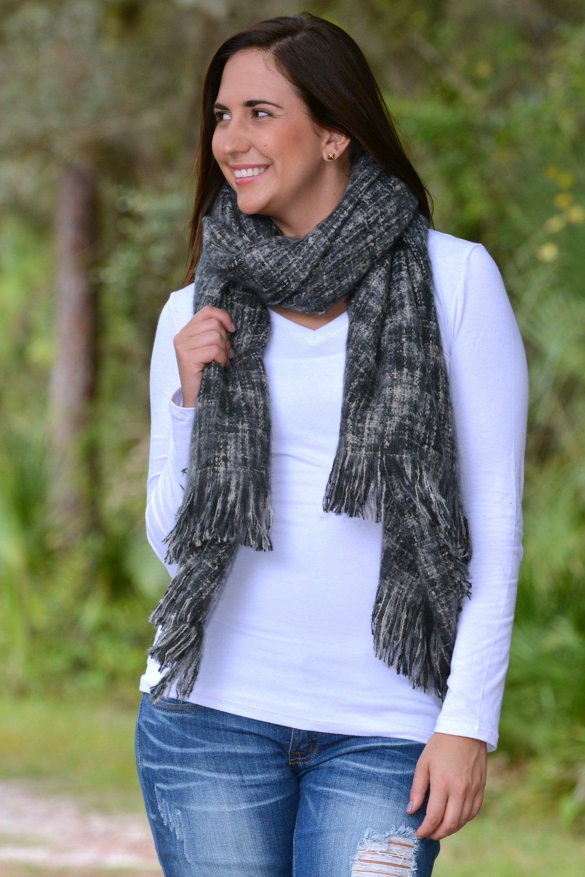 Black Tweed Scarf Soft Shop Simply Me Boutique Shop SMB