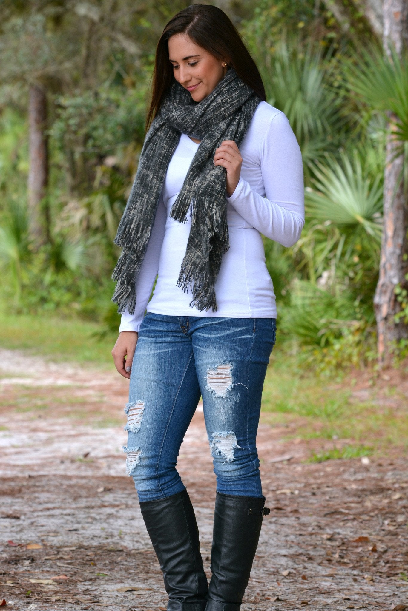 Black Tweed Scarf Soft Shop Simply Me Boutique Shop SMB