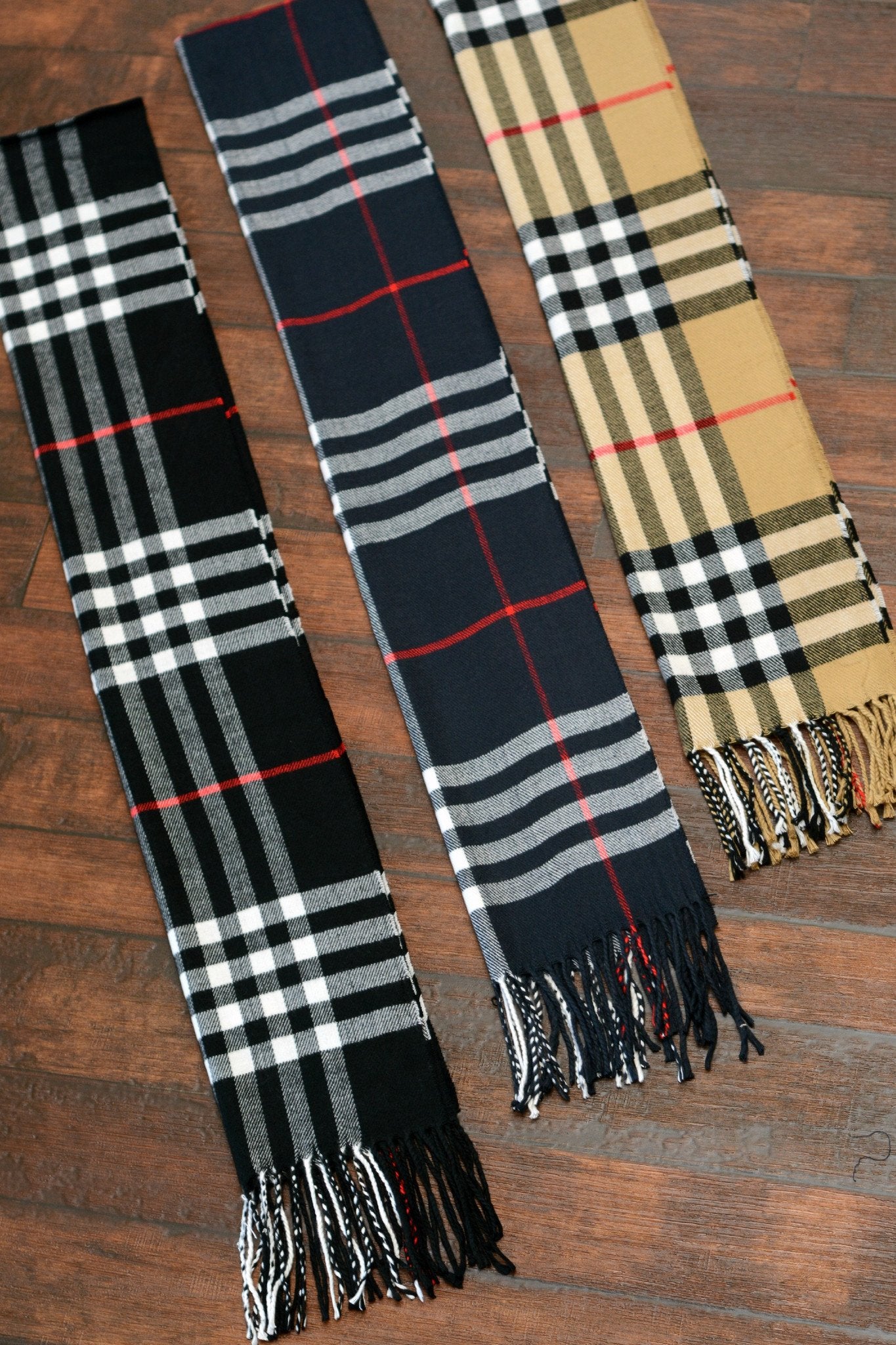 Soft Plaid Scarf Tan Black Navy Red Shop Simply Me Boutique