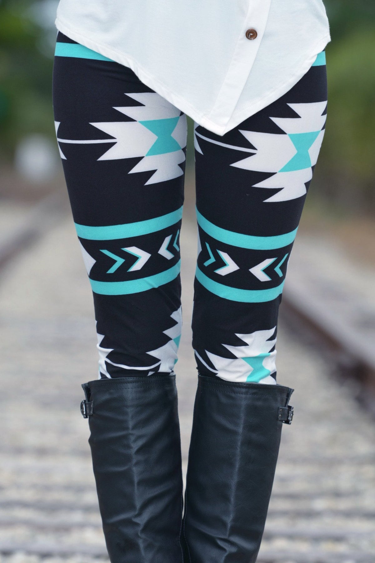 Mint Black Aztec Leggings Shop Simply Me Boutique SMB