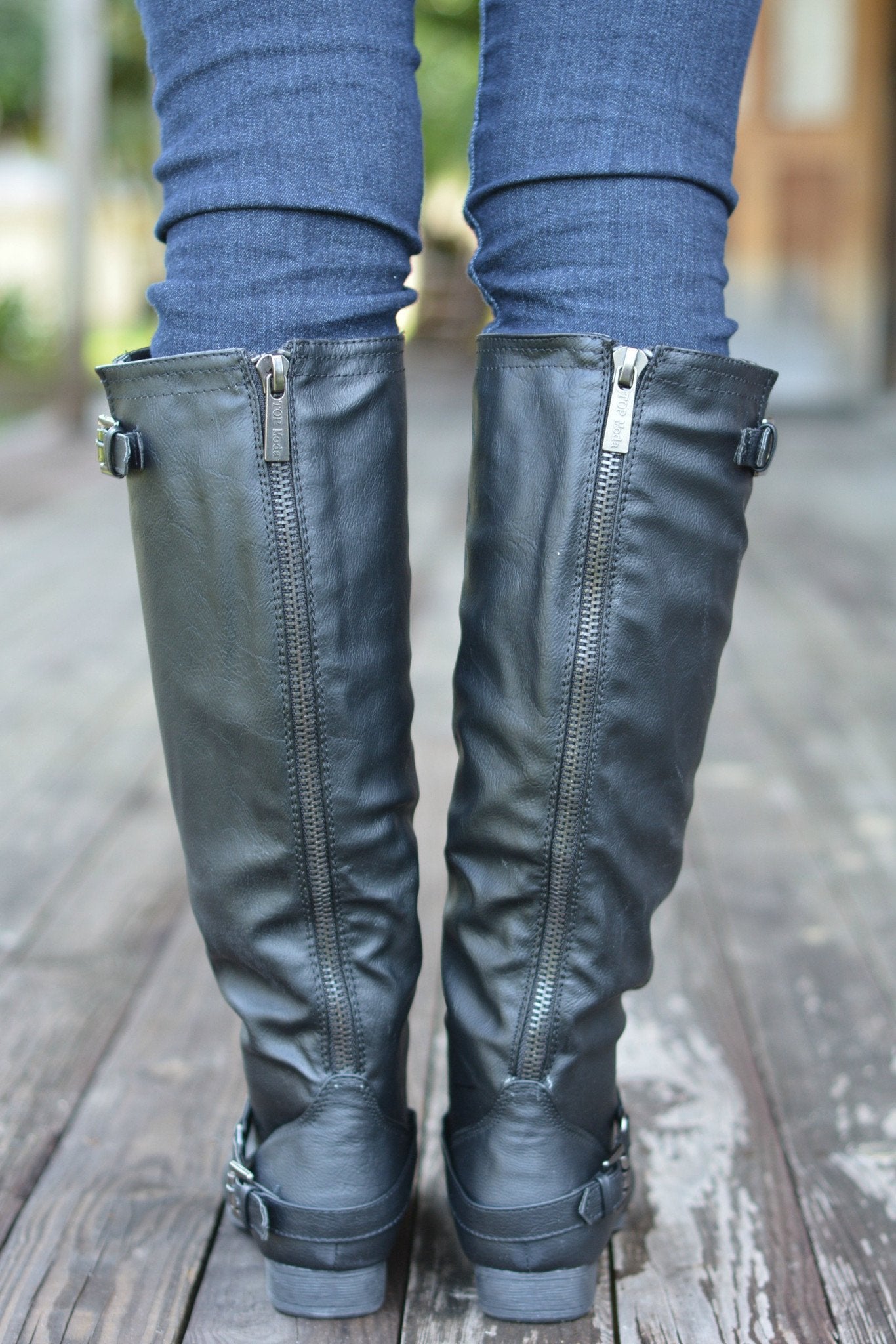 OUTLAW RIDER BLACK Riding Boots Buckle Shop Simply Me Boutique Shoes SMB