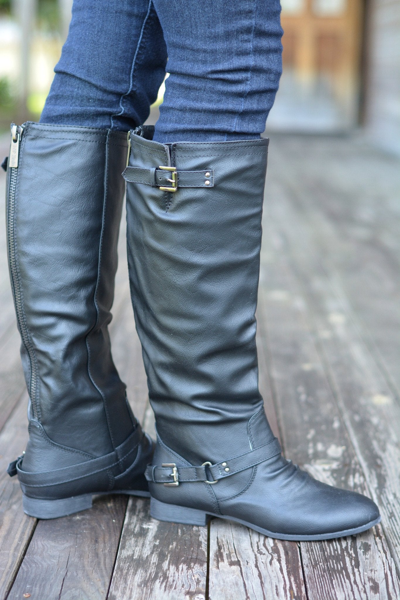 OUTLAW RIDER BLACK Riding Boots Buckle Shop Simply Me Boutique Shoes SMB