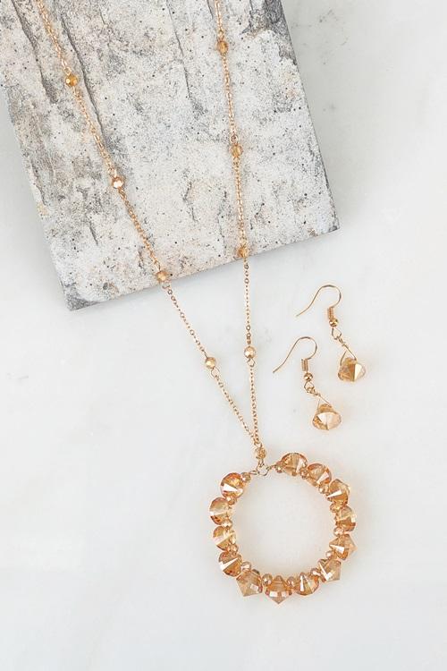 Long Crystal Pendant Necklace