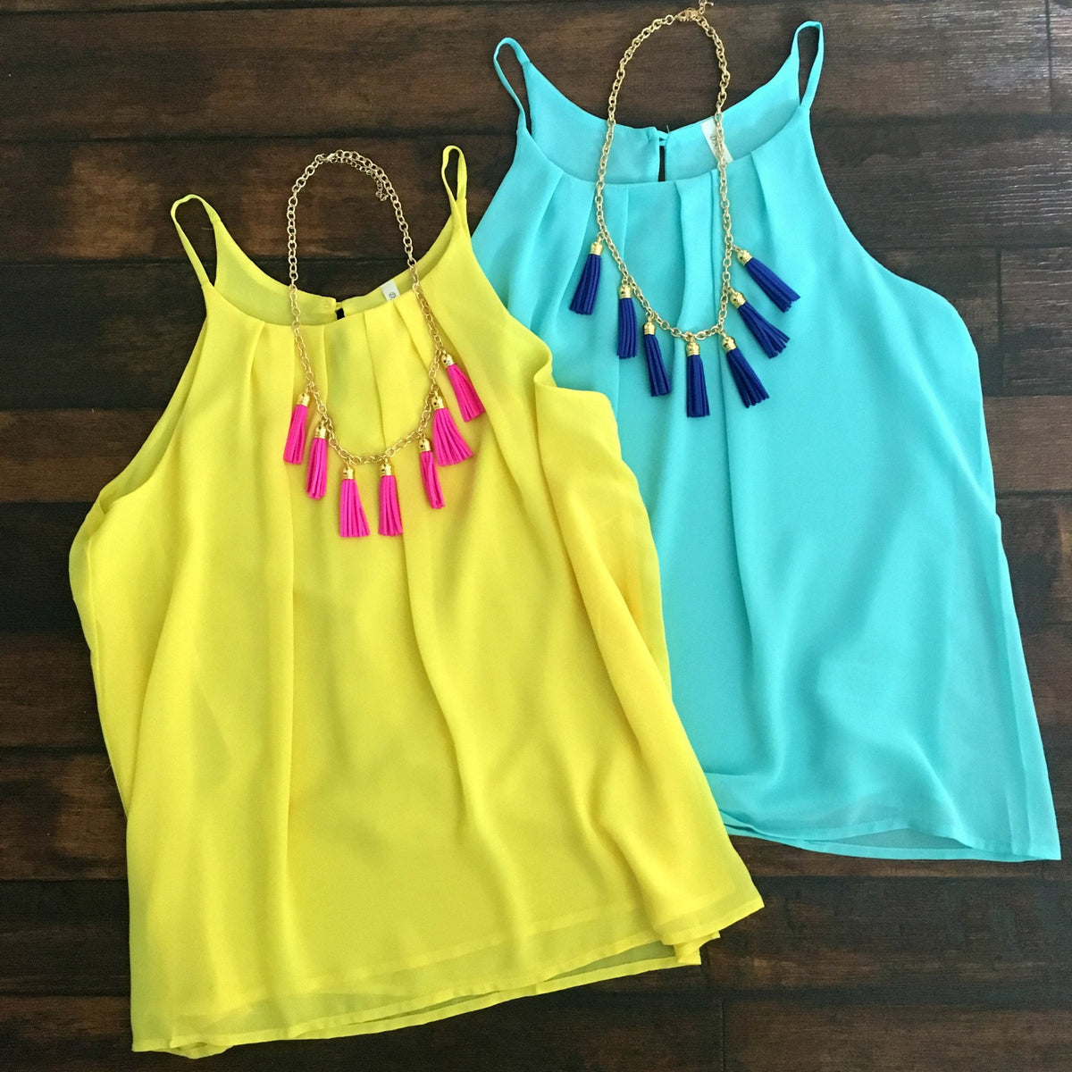 Tassel Necklaces Gold Pink Blue Shop Simply Me Boutique