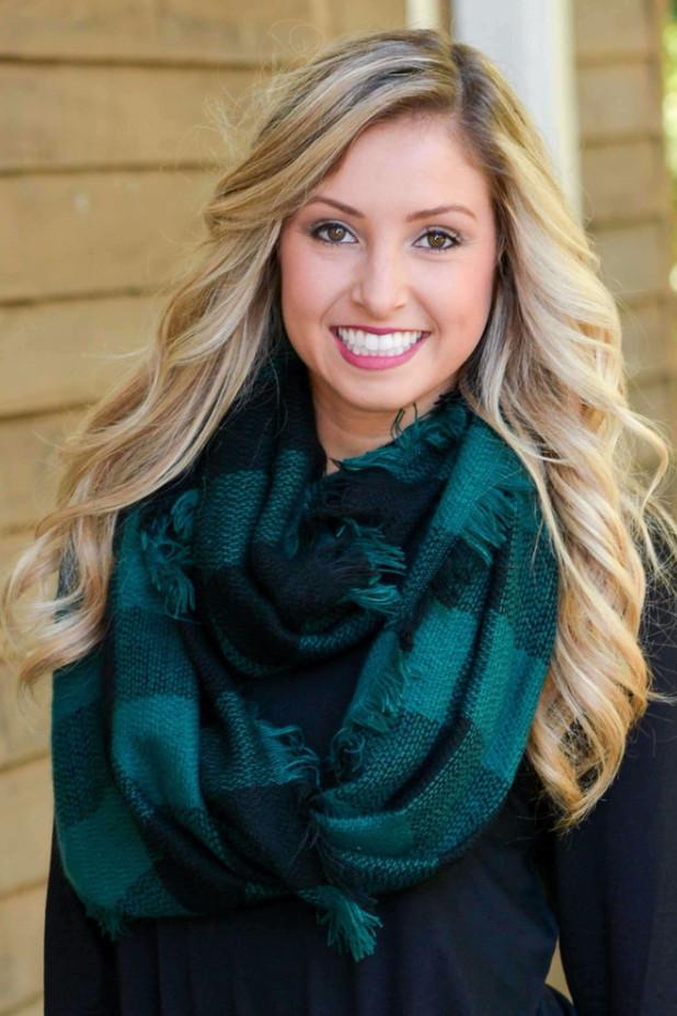 Black Green Buffalo Plaid Infinity Scarf