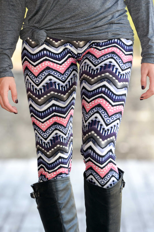 Pink Gray Purple Print Soft Leggings Shop Simply Me Boutique Shop SMB