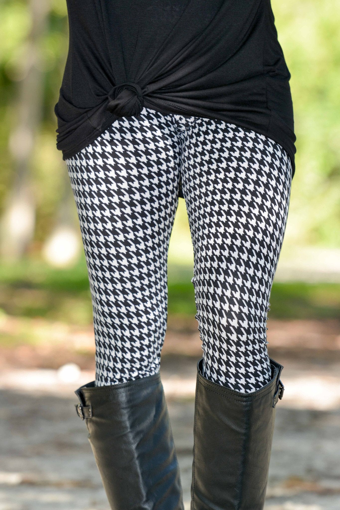 Black and White Houndstooth Soft Leggings Simply Me Boutique SMB