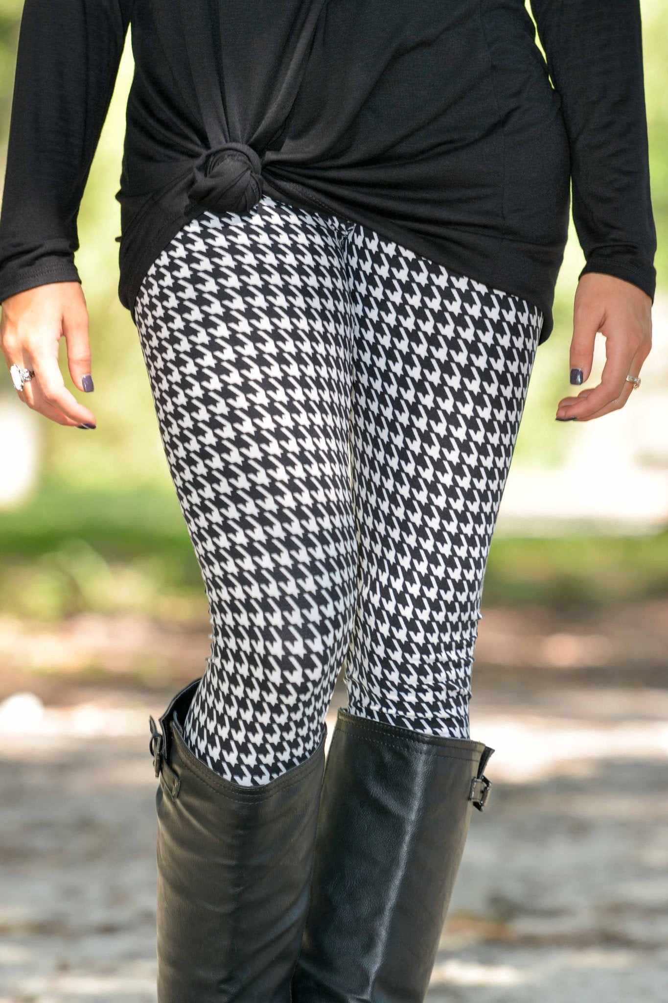 Black and White Houndstooth Soft Leggings Simply Me Boutique SMB