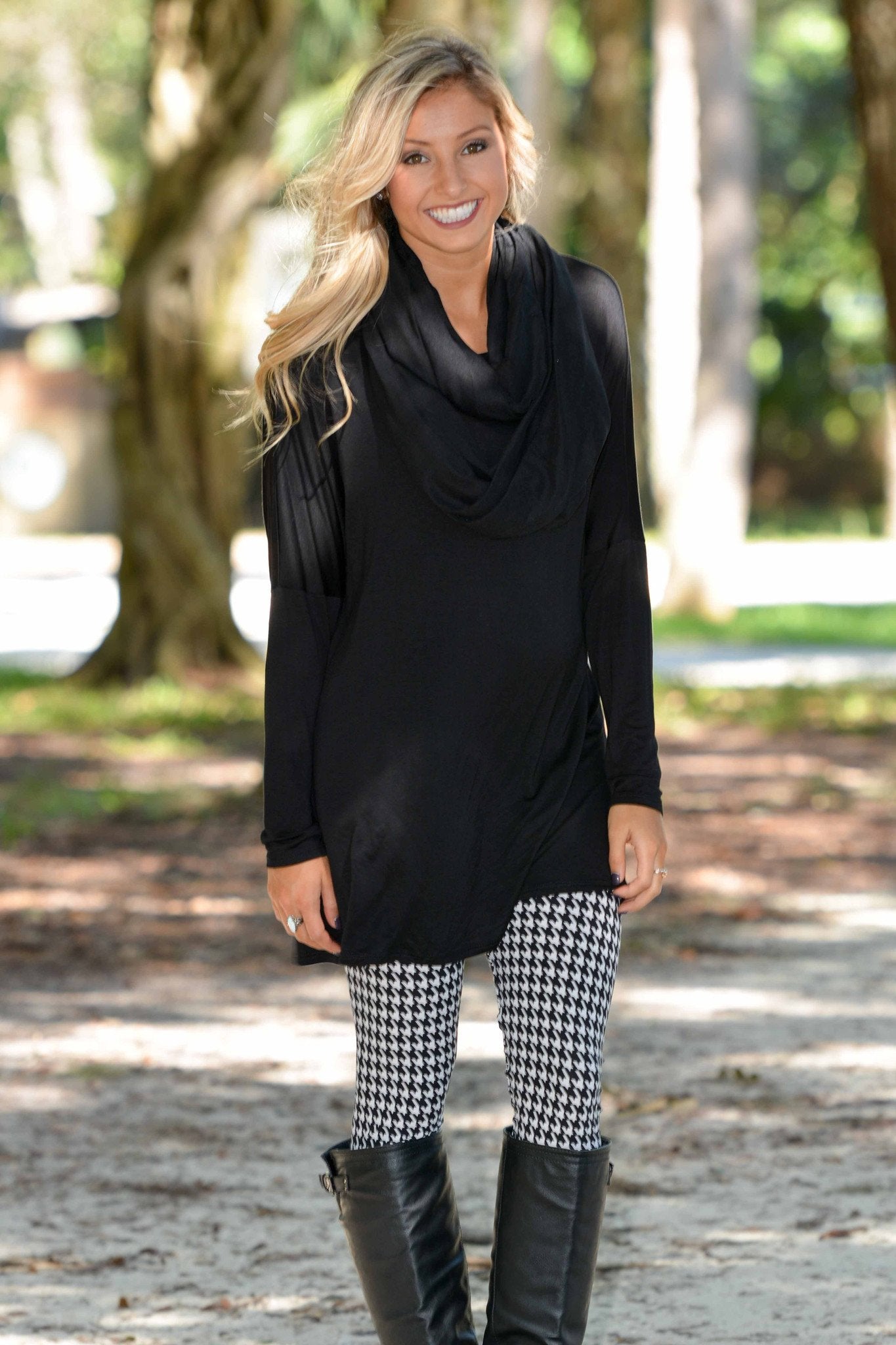 Black and White Houndstooth Soft Leggings Simply Me Boutique SMB