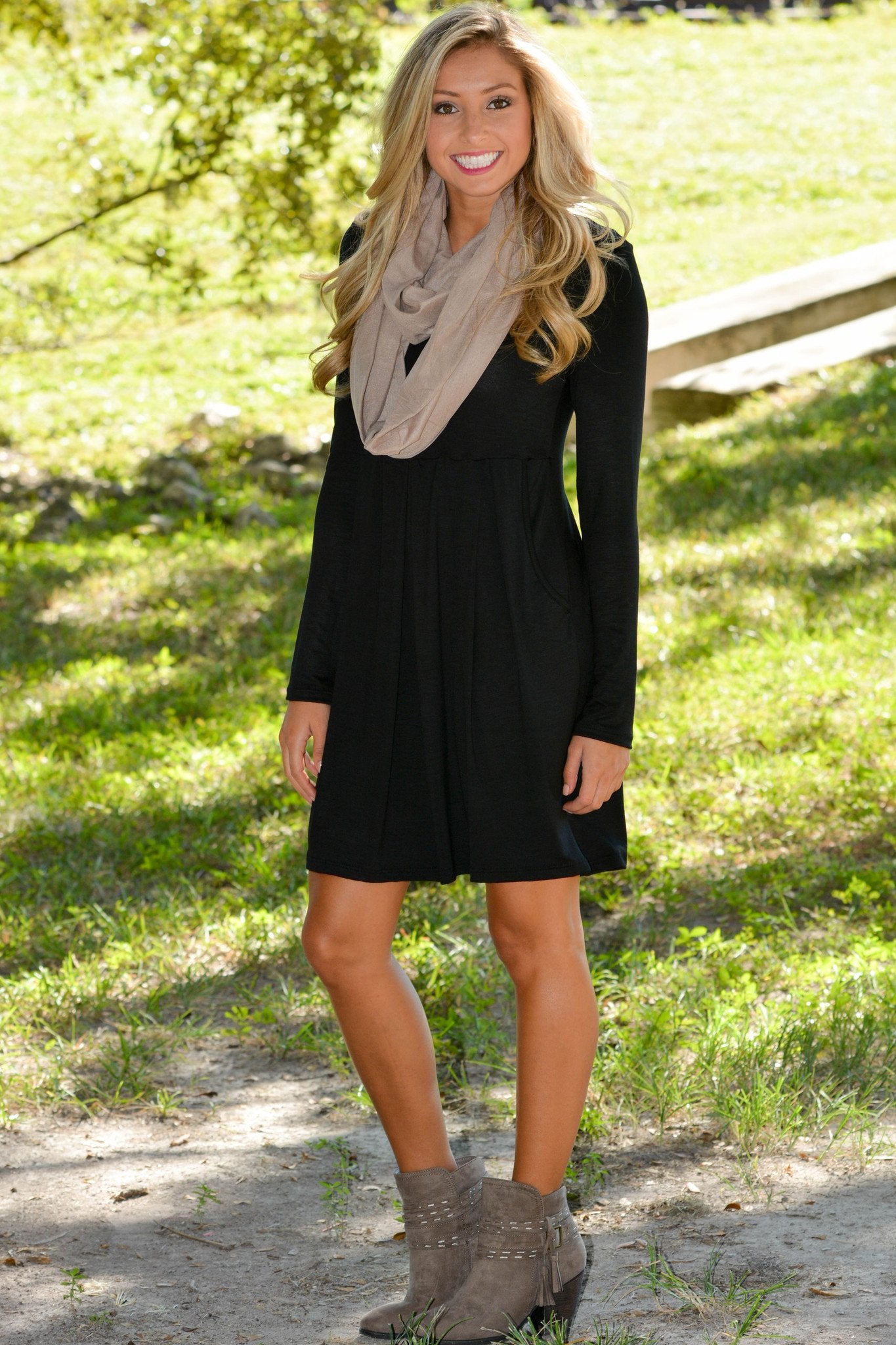 Taupe Mocha Tan Solid Infinity Scarf Shop Simply Me Boutique 