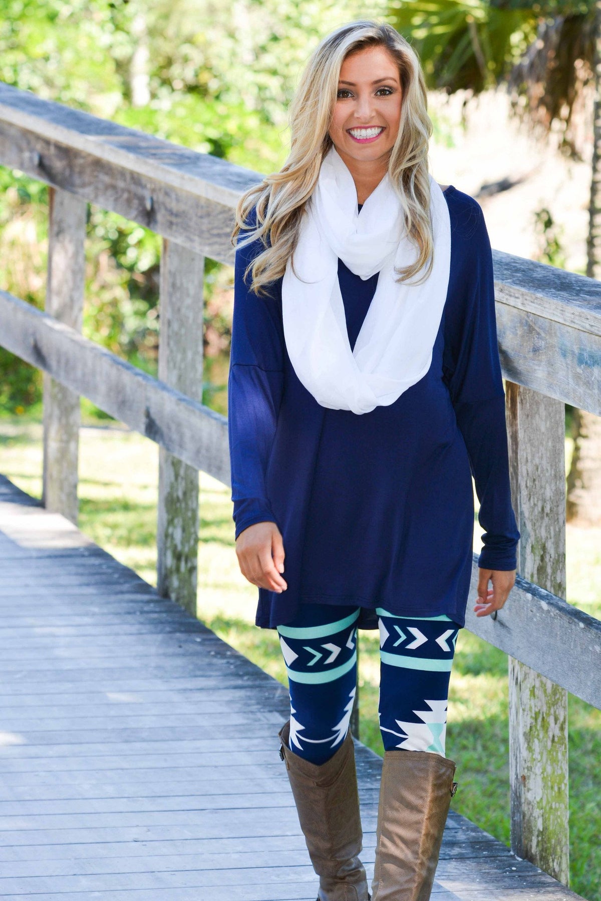Navy Mint Aztec Leggings Shop Simply Me Boutique SMB