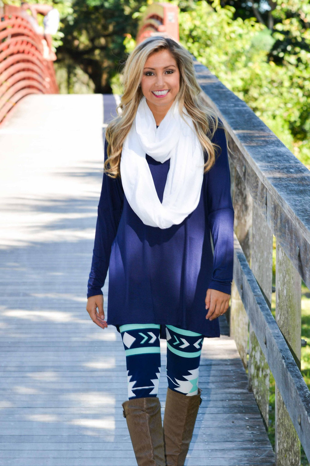 Navy Mint Aztec Leggings Shop Simply Me Boutique SMB