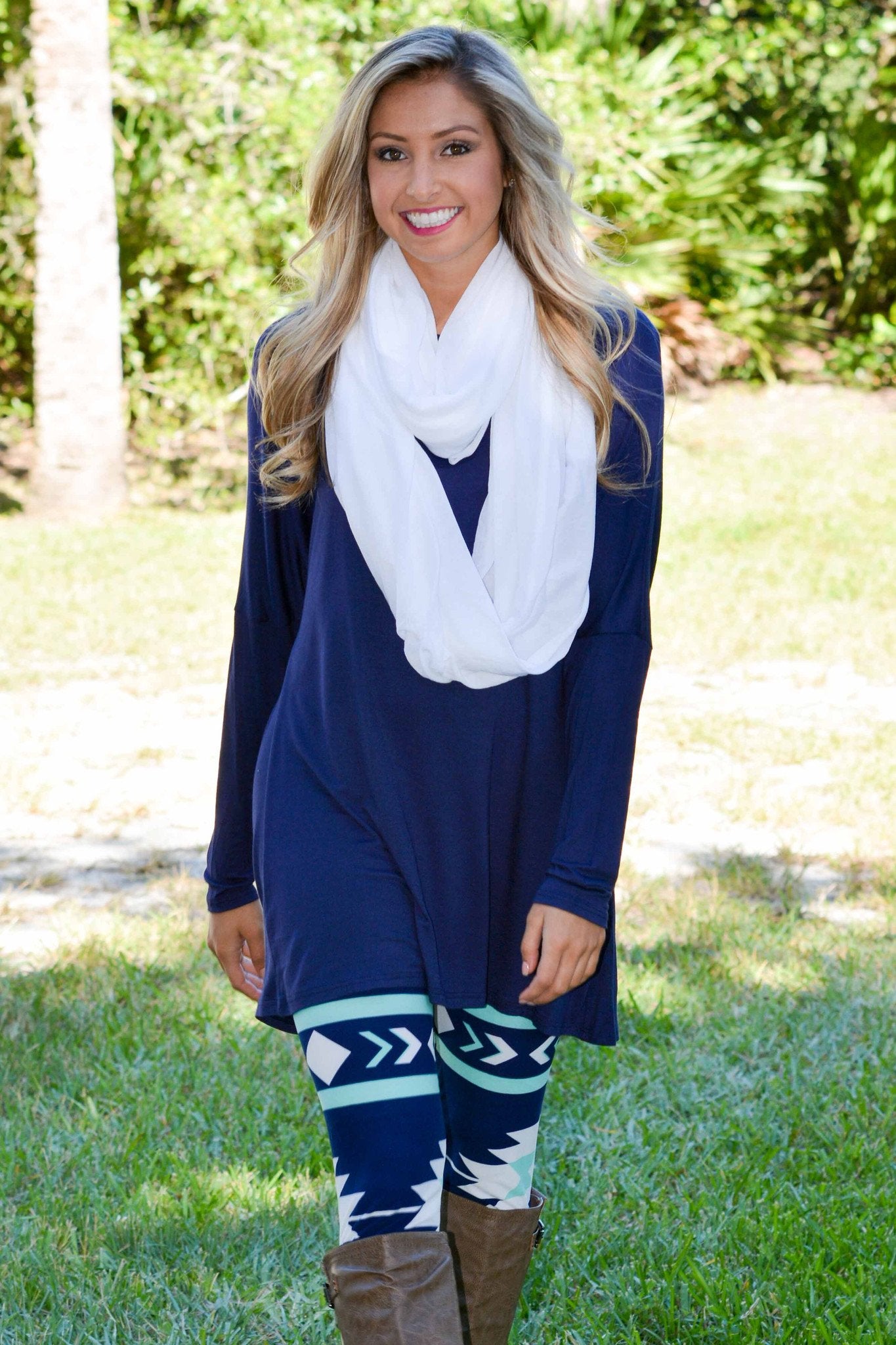 Navy Mint Aztec Leggings Shop Simply Me Boutique SMB