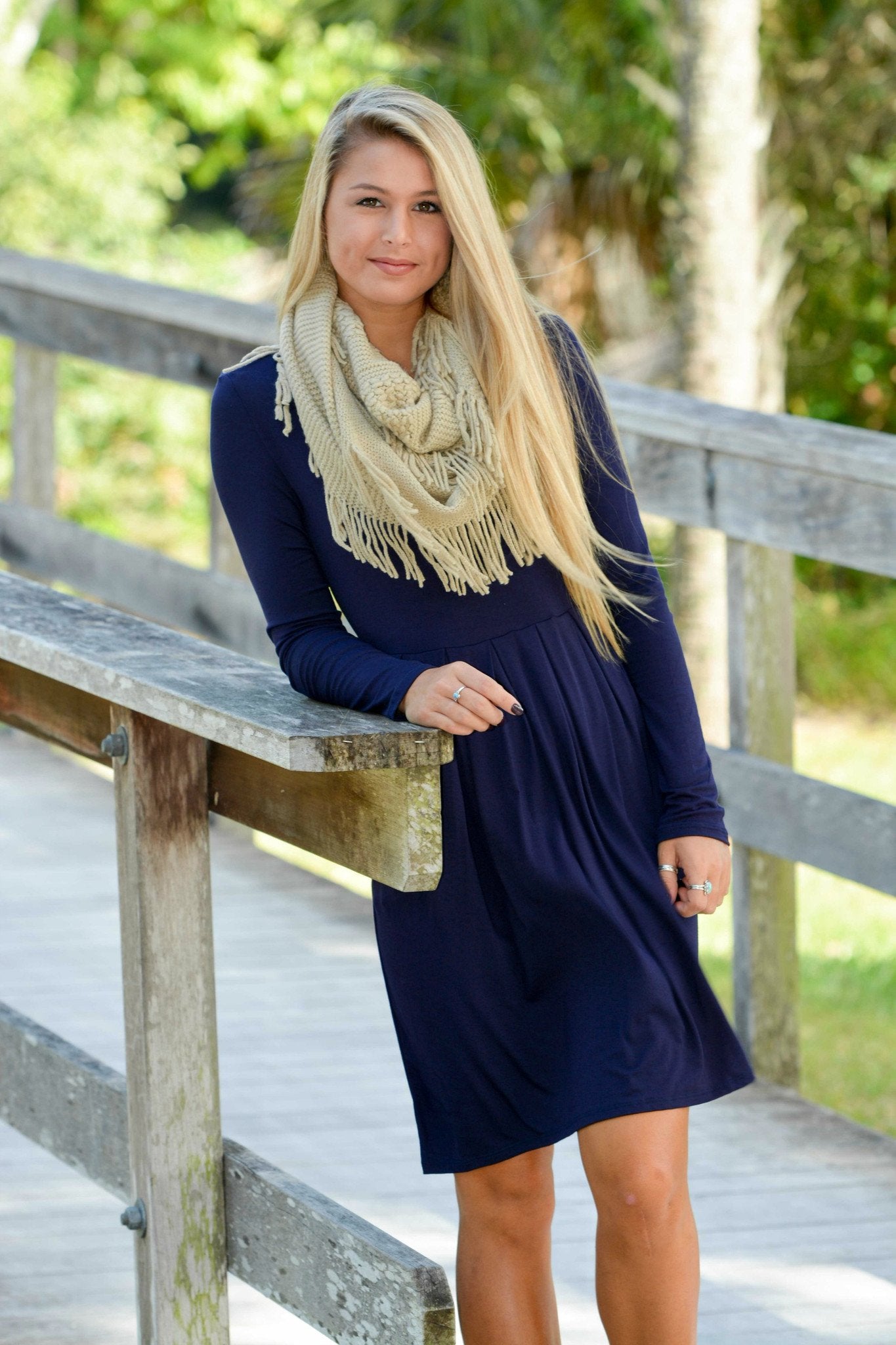 Fall in Love Long Sleeve Pocket Blue Navy Dress Shop Simply Me Boutique 