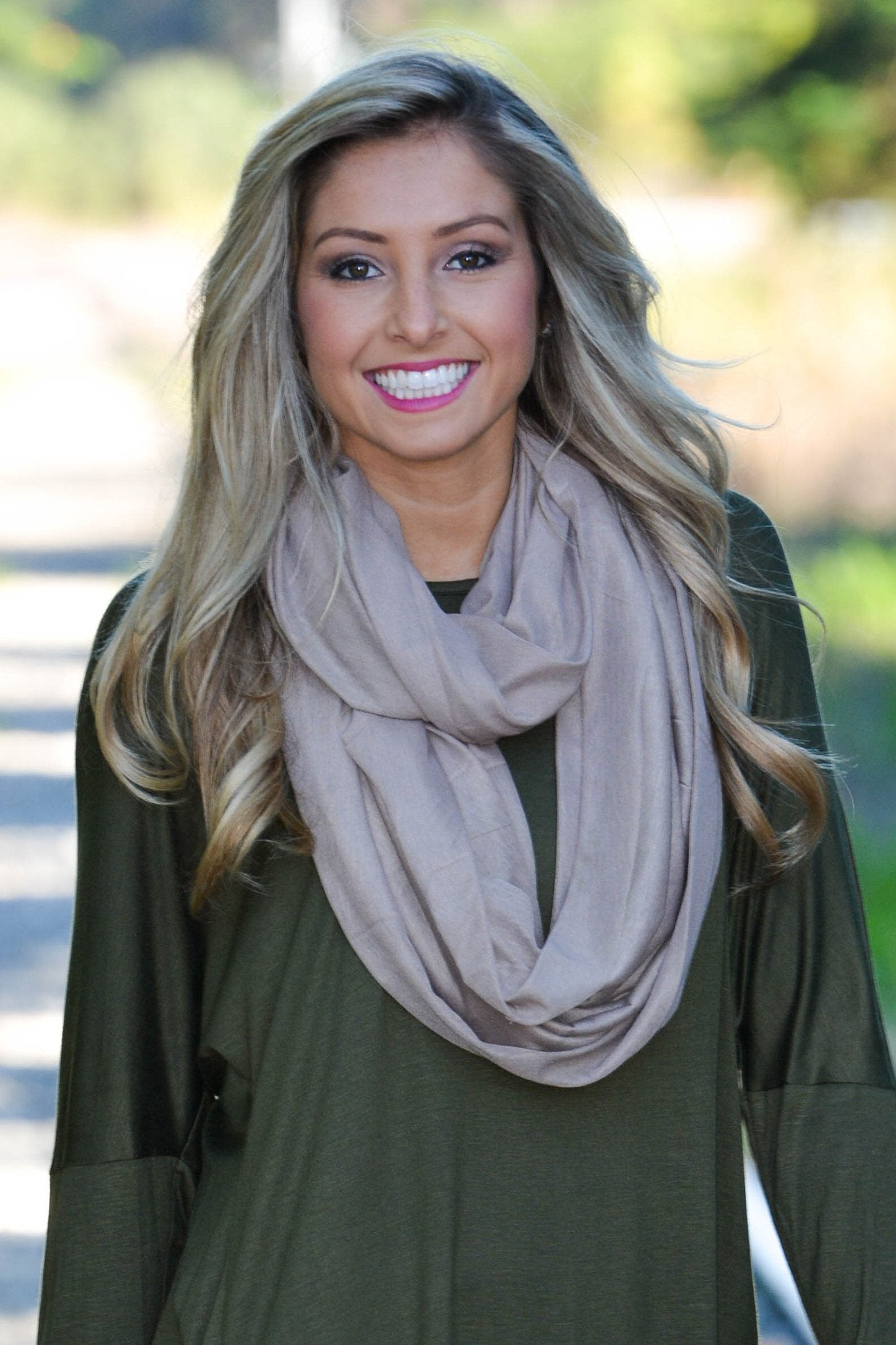 Taupe Mocha Tan Solid Infinity Scarf Shop Simply Me Boutique 