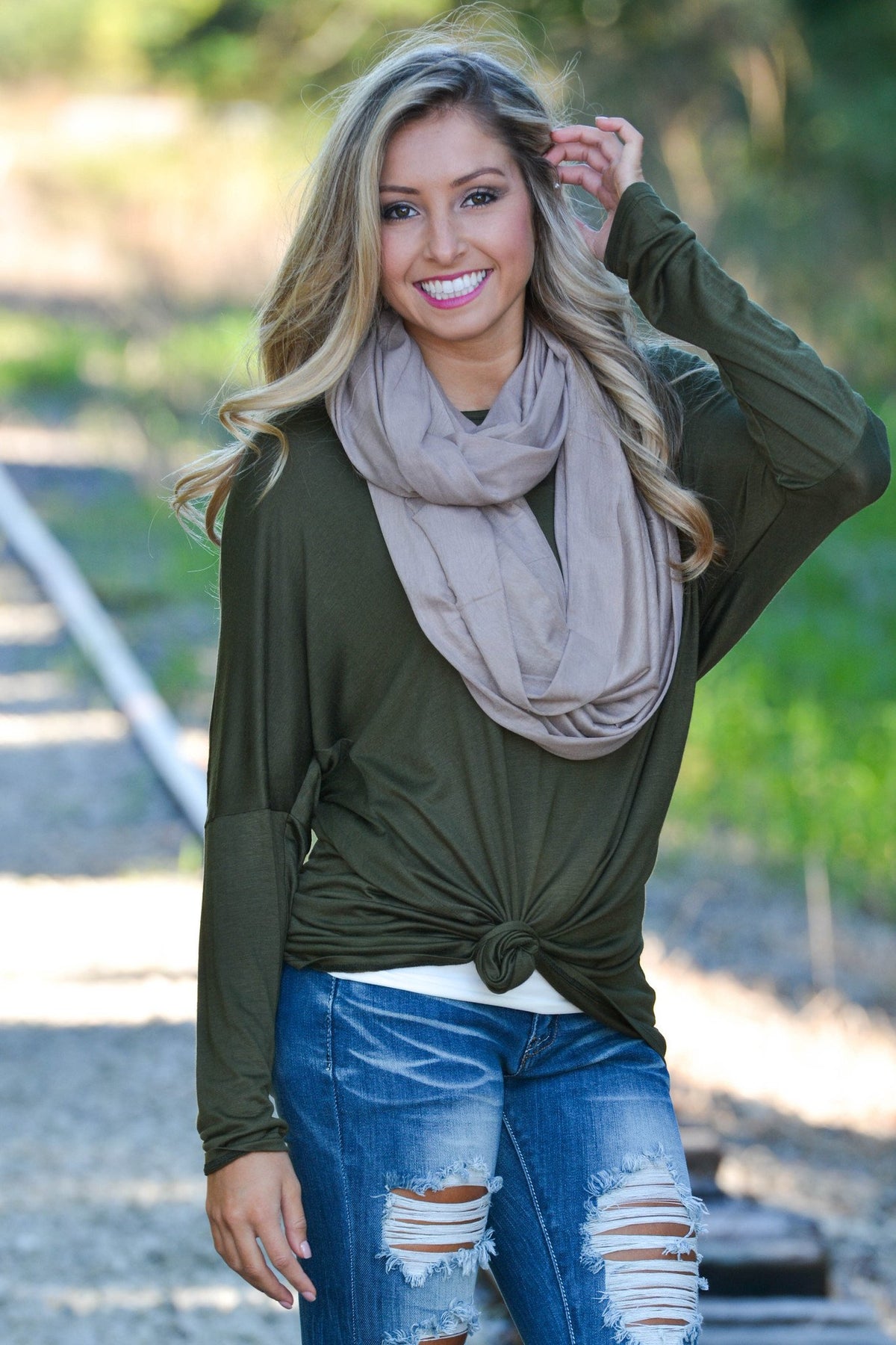 Taupe Mocha Tan Solid Infinity Scarf Shop Simply Me Boutique 