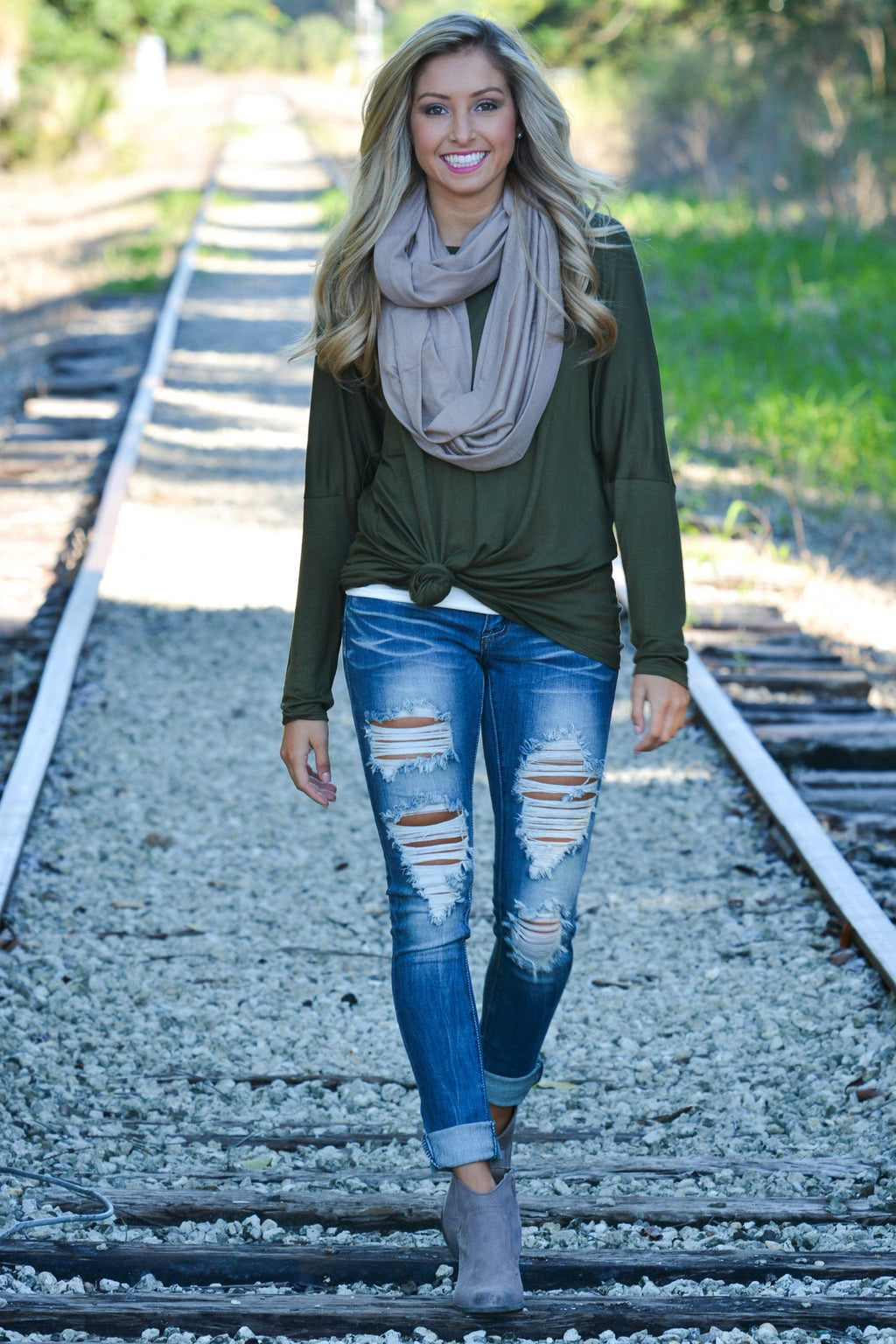 Taupe Mocha Tan Solid Infinity Scarf Shop Simply Me Boutique 