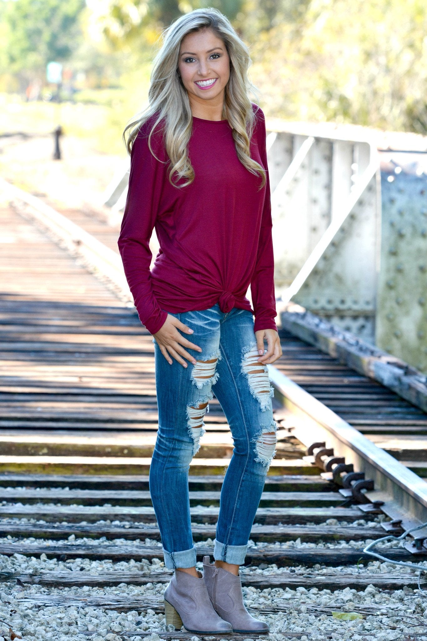 High Hopes Burgundy Red Tunic Dress Top Shop Simply Me Boutique