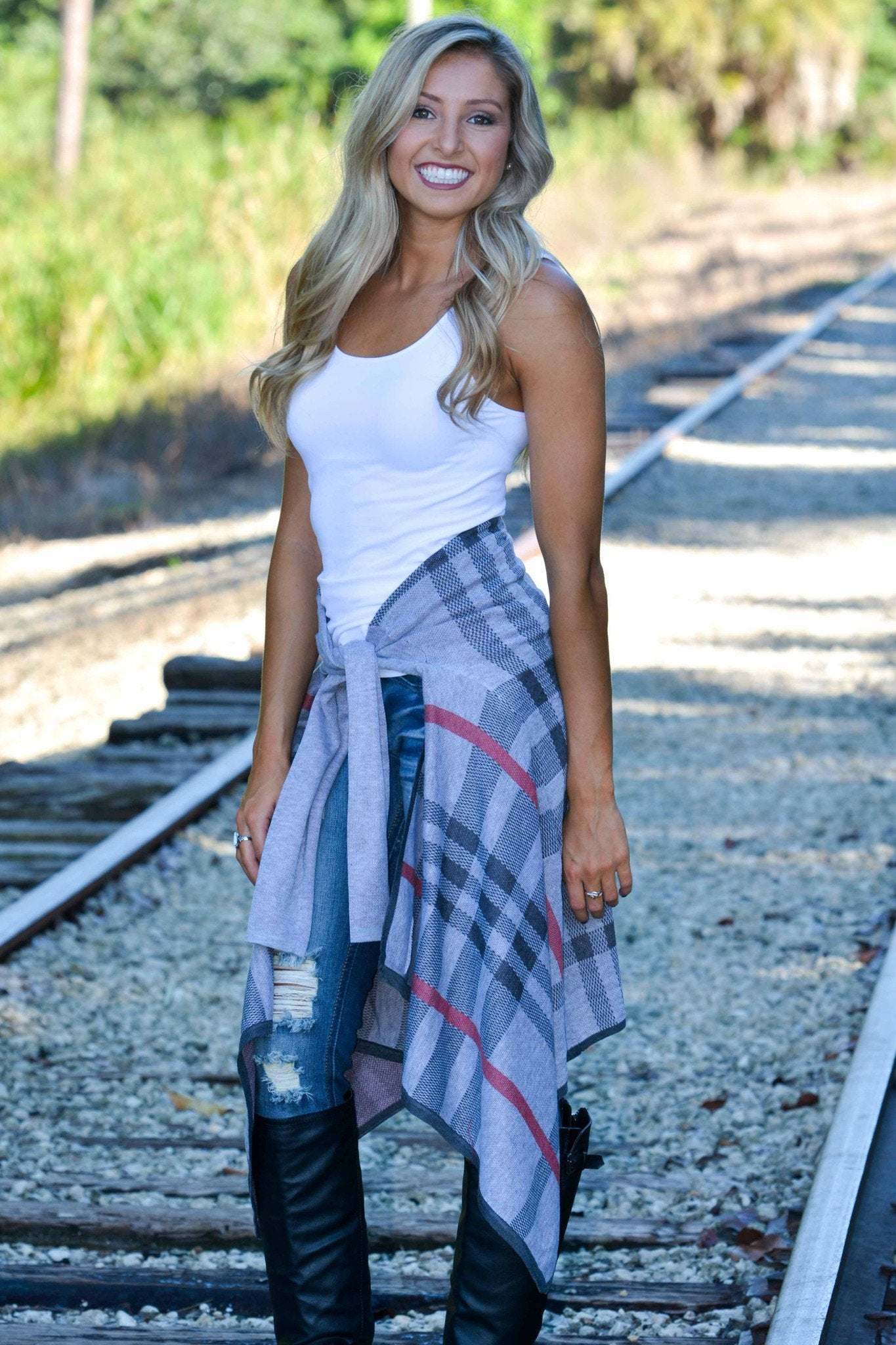 Perfect Plaid Cardigan Gray Shop Simply Me Boutique