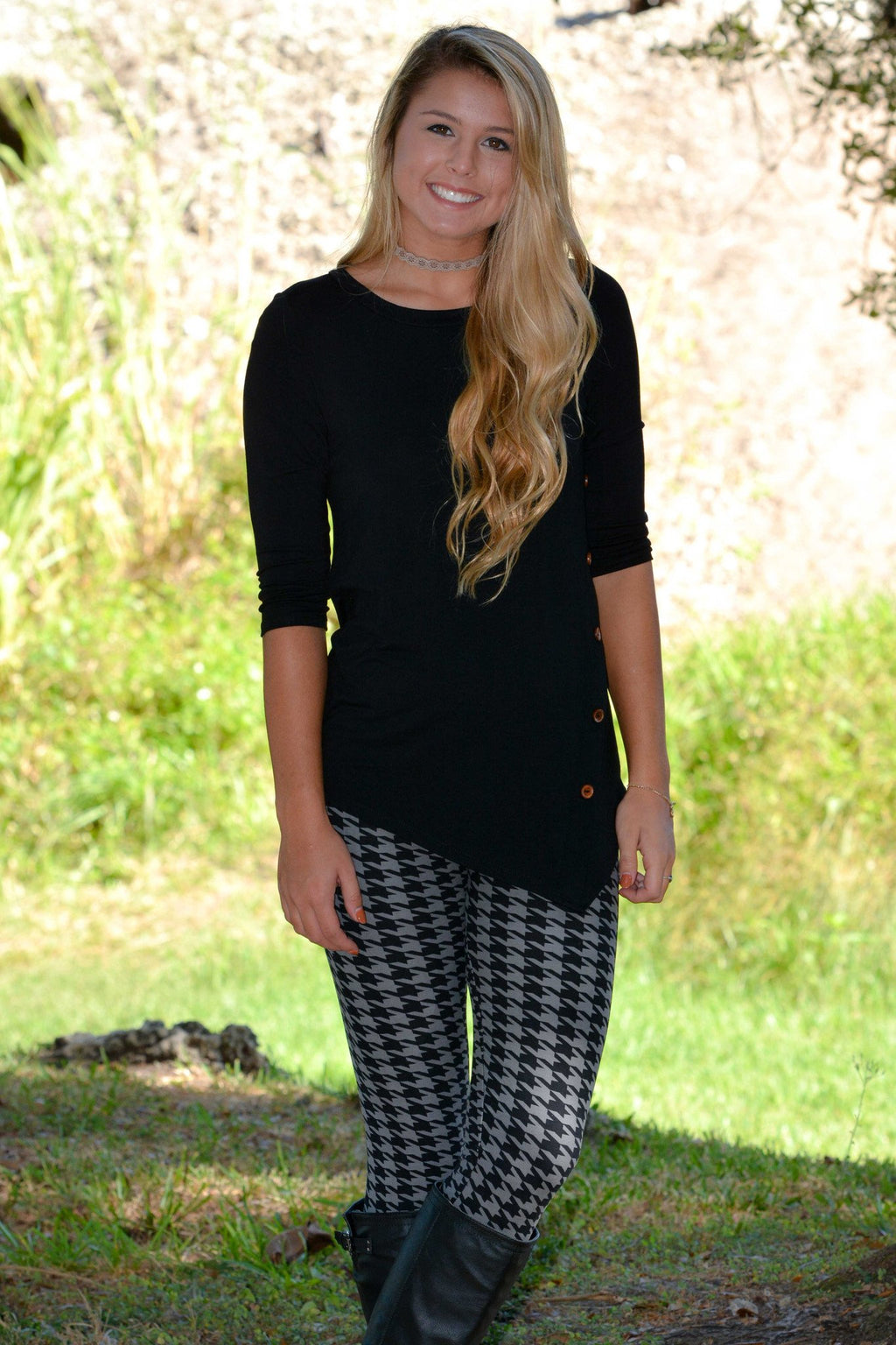 Black and Gray Houndstooth Leggings Shop Simply Me Boutique Shop SMB