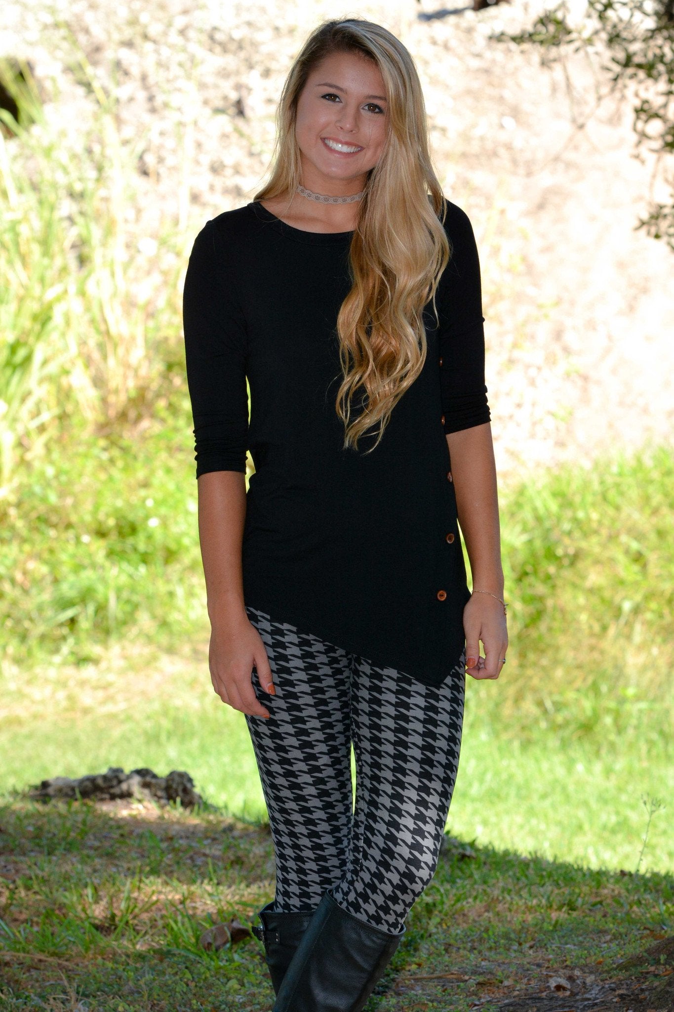Black and Gray Houndstooth Leggings Shop Simply Me Boutique Shop SMB