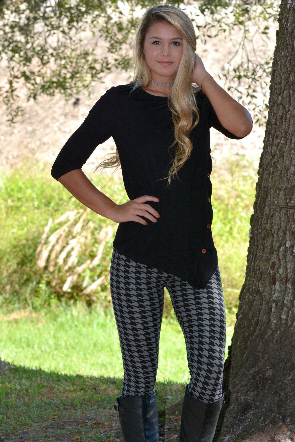 Black and Gray Houndstooth Leggings Shop Simply Me Boutique Shop SMB