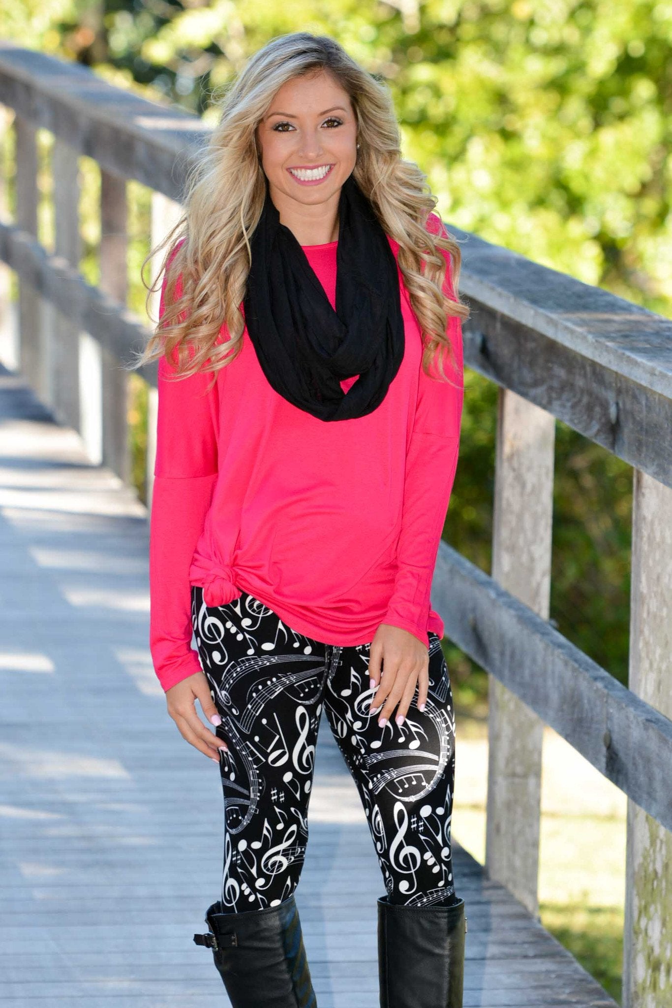 Music Notes Black Soft Leggings