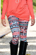 Coral Tribal Geo Print Cotton Leggings Shop Simply Me Boutique SMB