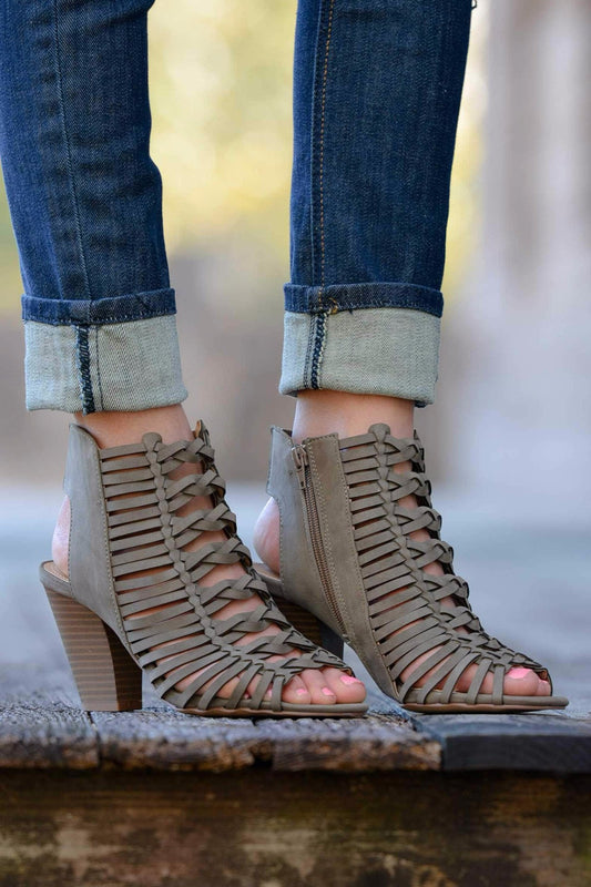 Grey Caged Heeled Sandal Shop Simply Me Boutique Shop SMB